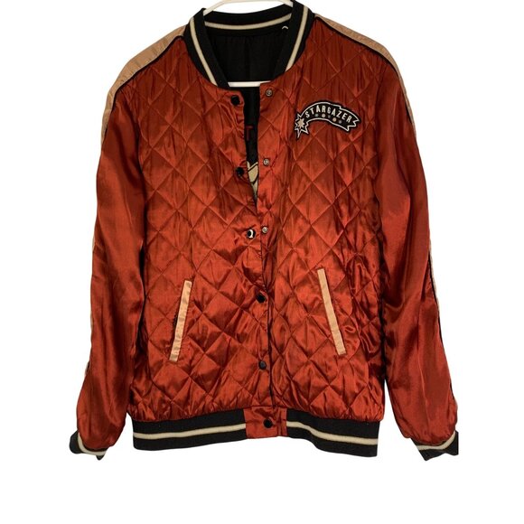 Scotch & Soda S/M Reverse Satin Bomber Jacket Embroider Patches & Stars RT10543 - Picture 3 of 15